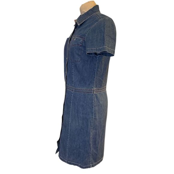 Tommy Hilfiger Women’s Denim Dress Sz. 12 Snap Button Front Short Sleeve - Picture 5 of 11
